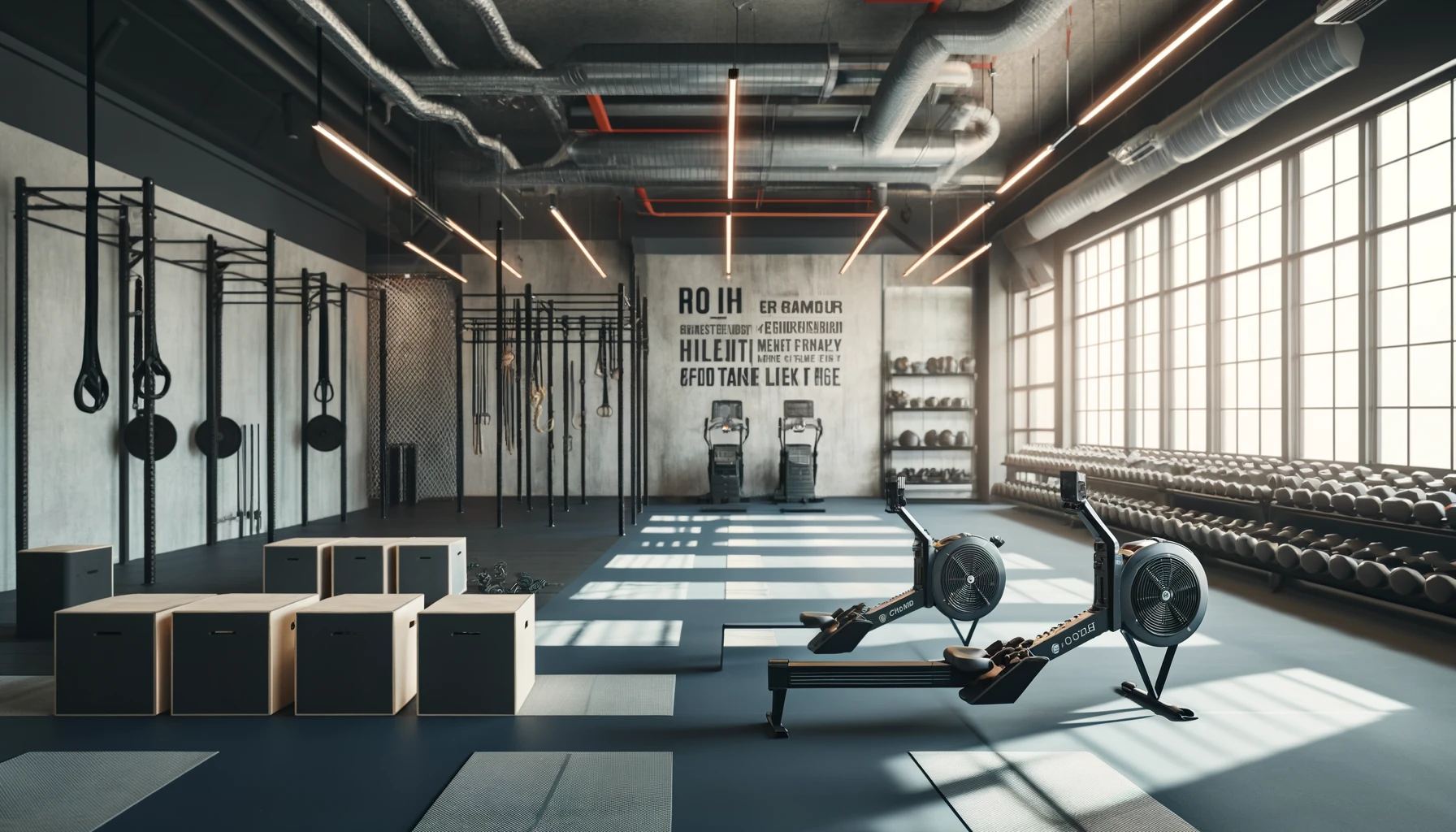 A modern fitness studio with state-of-the-art HIIT workout equipment.